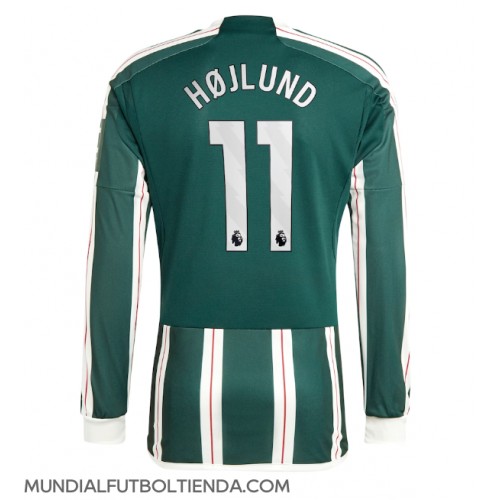 Camiseta Manchester United Rasmus Hojlund #11 Segunda Equipación Replica 2023-24 mangas largas